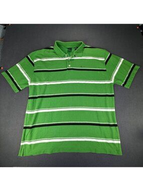 VTG Karl Kani Gold Polo Green/Black/White Striped Shirt Men’s Size 3XL EUC